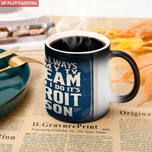 Interactive Mug Frosted Black 11oz <b>Ceramic</b> Heat Sensitive Color Changing Novelty <b>Cup</b> - Product Image 5