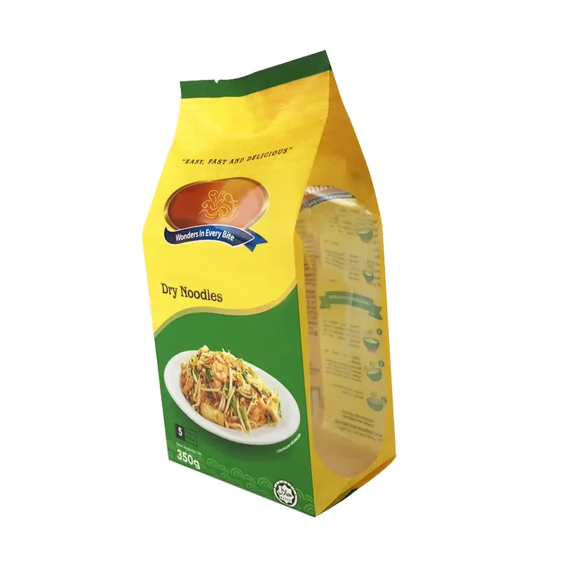 Alta calidad personalizada transparente de grado alimenticio biodegradable fideos envasado de alimentos Spaghetti Pasta embalaje bolsas de espagueti