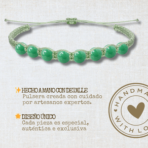 Bracciale di avventurina verde per le donne degli uomini fatto a mano con il durevole filo cerato in pietra naturale amuleto regolabile ciondoli - Product Image 2