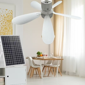 Năng lượng mặt trời Powered 5 Blades Quạt trần đèn <span class=keywords><strong>LED</strong></span> <span class=keywords><strong>E27</strong></span> Bóng đèn ổ cắm ánh sáng quạt - Product Image 4