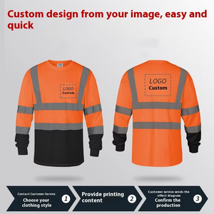 FORTE yüksek görünürlük yansıtıcı nefes T-Shirt uzun kollu emniyet gömleği iş depo inşaat için özelleştirilebilir Logo - Product Image 5