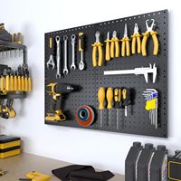 Lot de 4 panneaux perforés métalliques avec 50 crochets – Organiseur mural robuste et moderne pour garage et rangement de table