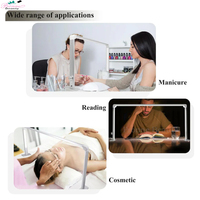 Table à ongles carrée pliable grande taille, couleurs ajustables, lumière demi-lune pour salon de beauté, lampe de bureau rose pour ongles