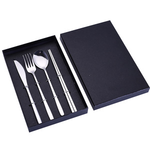 Couteaux, fourchettes et cuillères en acier inoxydable, couteaux et fourchettes à steak pour hôtel, ensemble de couverts portables d'extérieur, ensemble cadeau haut de gamme quatre pièces - Product Image 5