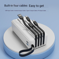 Batería Externa Portátil de Gran Capacidad con Correa para Colgar, Doble USB y Cable Integrado, 30000mAh, Personalizable para Regalos OEM, Superventas
