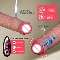 Vibrador Telescópico Realista con Control Remoto, Dildo Grande y Largo con Calentamiento para Mujeres - LM-CT812