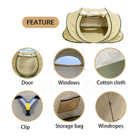 Tente Pop-Up d'Hiver Imperméable et Coupe-Vent en Coton Matelassé à Ouverture Automatique Rapide, Triple Couche, Une Chambre, Vente en Gros