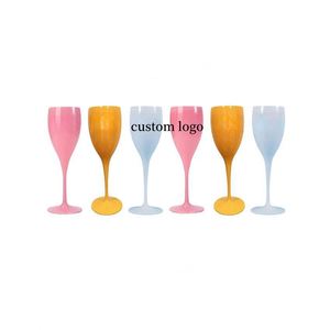 Venta de Fábrica, Copas de Champán de Plástico PS Acrílico, Color Rosa Imperial, Blanco y Negro, con Logotipo Personalizado - Product Image 3
