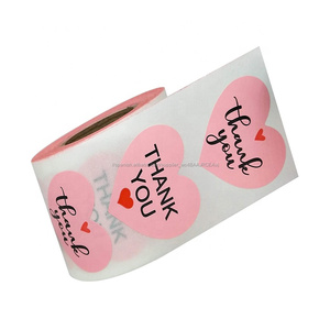 impermeable etiquetas de impresión en forma de <span class=keywords><strong>corazón</strong></span> de 1,5 pulgadas rollo Rosa <span class=keywords><strong>gracias</strong></span> sellado pegatinas para despensa bolsas - Product Image 2