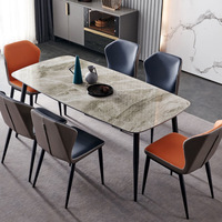 Table à manger pliable en dalle de pierre pour petits appartements, restaurants, style moderne minimaliste, haut de gamme, rectangulaire, finition brillante