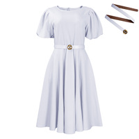 Robe de bureau élégante pour femmes, taille haute, grande taille, tenue de travail mi-longue pour l'été 2025, destinée aux marchés européen, américain et africain