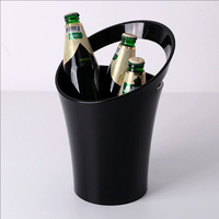 FSE 4L Seau à glace Bar Bière Champagne Seau à glace Bac à boisson en plastique transparent avec poignée