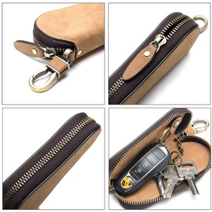 Boshiho Genuine Leather Keychain Holder Men Genuine Leather Key Holder Pouch Metal <b>Hook</b> for <b>Car</b> Key Case - Product Image 5