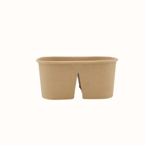 Contenedor de Alimentos de Papel Biodegradable de Doble Compartimiento, Grueso y de Calidad, Bandeja Profunda para Servicio de Comida para Llevar en Cafeterías y Restaurantes - Product Image 1