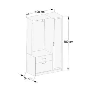 Perchero de lujo Reina Deluxe Chic con perchero blanco Sonomo y organizador de zapatos, incluye espejo - Product Image 3