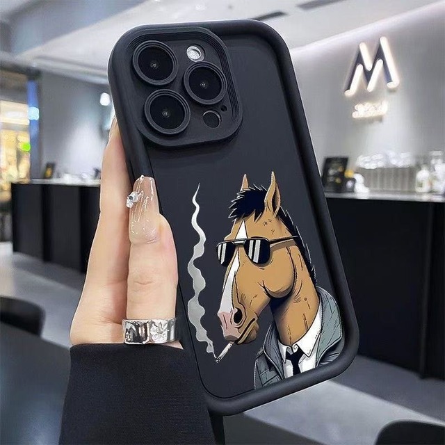 Smoking Horse Cute Stylish Cool Phone case for iPhone 16 15 14 13 12 11 Pro Max/Pro/Plus Anti-drop Soft Back Cover