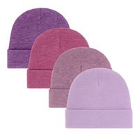 Gorro de Bebé Recién Nacido de Color Sólido con Puño, Gorro Básico de Punto Redondo de Algodón para Otoño e Invierno