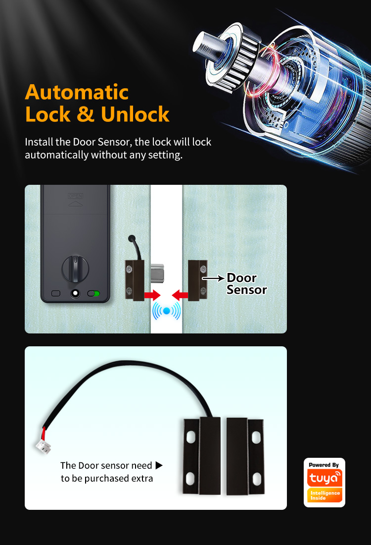 Tediton Smart Fingerprint Deadbolt Lock Tuya APP WIFI Keypad Mechanical Key Combination Deadbolt Smart Lock