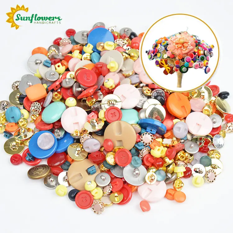 500-700 piezas 300 gramos de Color mezclado botones de coser manualidades DIY niños botón Manual de pintura