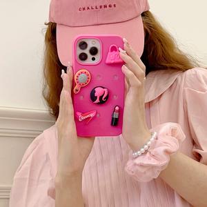 Coque de téléphone DIY Hole <span class=keywords><strong>Rose</strong></span> Red, adaptée aux modèles 14 Pro Max, 12, 11, 13, style japonais et coréen - Product Image 2