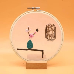 Kit de broderie DIY écologique pour débutants, motif fleur et oiseau, tissu en coton, cadeau, marque XIXI, fait main - Product Image 3