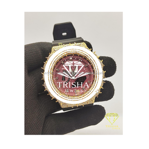 Montre de luxe en argent sterling 925 avec diamants Moissanite VVS et lunette à motif épines, personnalisable, pour hommes et femmes, disponible à la vente – Offre spéciale - Product Image 1
