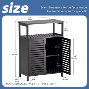 Moderne Écologique Réglable Grand Rangement Salle De Bains Cuisine <span class=keywords><strong>Placard</strong></span> Autoportant Double Niveaux Bambou <span class=keywords><strong>Porte</strong></span> Latérale Étagère Organisateur - Product Image 2