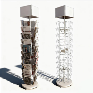 Exhibidor de Revistas Metálico en Espiral Giratorio con Ruedas, Organizador de Folletos y Libros para Oficina o <span class=keywords><strong>Biblioteca</strong></span> - Product Image 2