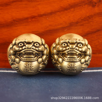 Dingtong Brass Solid PI Xiu, boule de handball sculptée, objet de jeu à tenir à la main, objet culturel ancien, animal de compagnie du thé, décoration de table, pour la forme physique des seniors