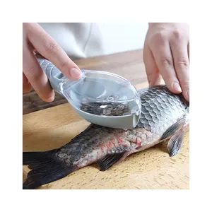 Limpiador rápido escala almacenamiento raspador cocina pescado accesorios con cubierta escamas de pescado removedor de piel