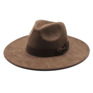 Chapeaux Fedora en daim tie-dye hip-hop, chapeau Fedora blanc, chapeau Fedora en feutre de laine pour homme Indiana Jones - Product Image 4
