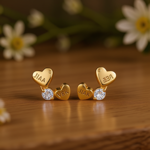 Pendientes de corazón de oro E970 con cristales e iniciales personalizadas, joyería de moda - Product Image 2