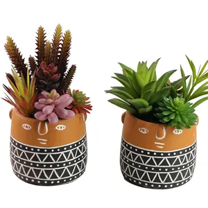테라코타 냄비와 하이 퀄리티 현대 홈 발코니 장식 창조적 인 디자인 분재 인공 다육 식물