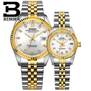 BINGER 552 Switzerland Couple Watches Fashion Rhinestone Men Women Waterproof Sapphire Watch Form Automatic Mechanical Watch