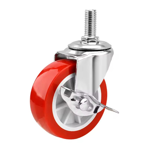 Light Duty <b>Galvanized</b> Black PVC Swivel Caster Threaded Stem 40kg Capacity Side Brake Hotel Bedroom Wardrobe Kitchen Furniture - Product Image 4