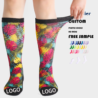 Glacier Custom 3D Print Compression Non-binding Top Extra Wide Chaussettes Loose Fit Diabetic Socks for Men Weed