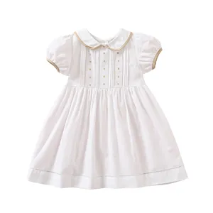 Boutique de verão 0-6T Conjuntos de roupas do bebê Baby Girl Causal Vestidos Hemstitched & bordados Criança Crianças Roupas Vestidos