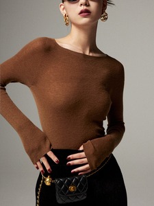 Maglione Artemisia di Lusso in Cashmere e Seta Senza Cuciture, Collo in Seta di Gelso, Maglia <span class=keywords><strong>Base</strong></span> Invernale da Donna Stile Coreano Tinta Unita - Product Image 6