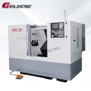 GOLDCNC big cnc turning and milling machine center TMC-8YL metal slant bed cnc lathe