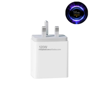 Chargeur Super Rapide Mi Turbo Charge 120W MAX avec Affichage pour Xiaomi Note10pro, 17, 16 Pro/11Ultra avec Câble USB Type C 6A