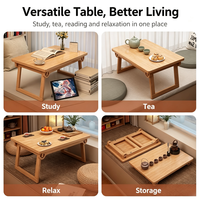 Table pliante portable en bois massif, style tatami moderne, pour rebord de fenêtre, table basse, table à thé au sol, table de lecture
