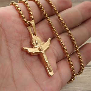 <b>Cross</b> Pendant Necklace Unisex Gold Plated Crucifix Charm Religious Jewelry Gift - Product Image 2