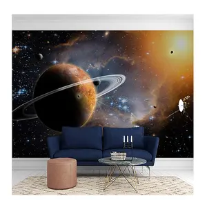 KOMNNI 사용자 정의 별이 빛나는 하늘 벽 벽화 행성 우주 3D 벽지 벽 장식 거실, 침실 벽화 적합