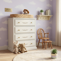 Armoire autoportante en verre style cottage avec 2 tiroirs pour chambre d'appartement, rangement intégré pour vêtements et jouets d'enfants