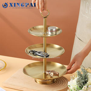 XINGPAI lujo Acero inoxidable Cupcake pantalla oro plata plato fruta postre <span class=keywords><strong>2</strong></span> 3 capas <span class=keywords><strong>pastel</strong></span> soportes para pasteles de <span class=keywords><strong>boda</strong></span> - Product Image 2