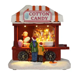 Mini LED Light Up Christmas Village Houses Christmas Village Cotton Candy Shop CHRISTMAS DECORATION 2024