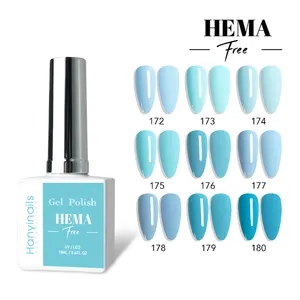 Hanyinails tırnak fabrika tedarikçisi 15ml profesyonel kapalı ıslatın özel etiket Pastel renk Hema ücretsiz UV tırnak jeli