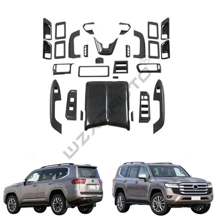 WZXD Car Interior Update Accessories Carbon Fiber Trim Cover Gear Shift AC Vent Kit Covers For Toyota Land Cruiser LC300 2023