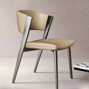 Silla de Comedor de Cuero Impermeable con Patas de Metal, Respaldo Duradero, Muebles para el Hogar, Estilo Moderno para Restaurantes - Product Image 2