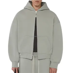 Streetwear 100% Katoenen Zipup Zwaargewicht Hoodie Met Dubbele Rits, Oversized Hoodies Met Rits En Ritssluiting Op Maat Gemaakte Boxy Essentials Hoodie Met Rits